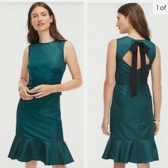 J. Crew Dresses & Skirts - Jcrew green sheath bow back green dress size 6 NWT